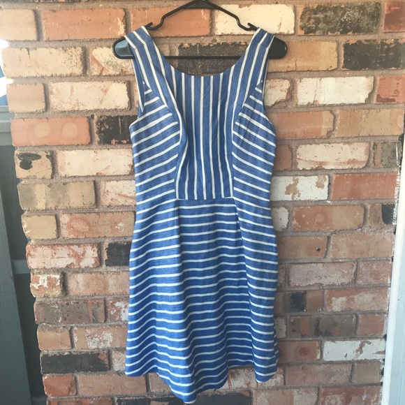 Vineyard Vines Dresses & Skirts - Vineyard Vines Striped Linen Blend Sleeveless Fit & Flare Dress